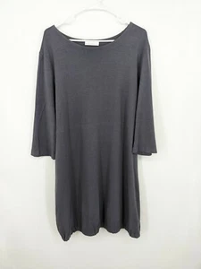 Bryn Walker Tie Waist Midi 3/4 Sleeve Dress Grey Lagenlook - Picture 1 of 5