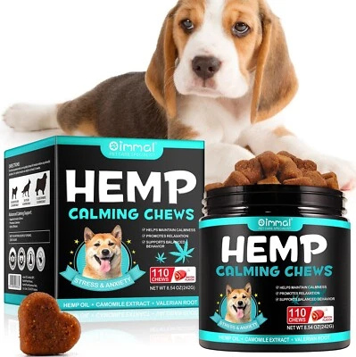 HEMP Chews DOG FOOD ANXIETY RELIEF CALMING TREATS for DOG Treat Chews 110x Bacon - Image 1 of 4