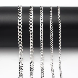 Italian Style Heavy Solid 925 Silver Sterling Curb Chain - For Men, Women & Boys - Picture 1 of 8