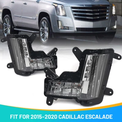 Pair LED Bumper Fog Lights For 2015-2020 Cadillac Escalade Lamps w/ Crash Brake Foto 1 de 4