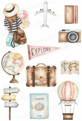 Reise Tortenbild Aufleger Party Deko Muffin Geschenk Abschied Auswandern essbar - Bild 1 von 4