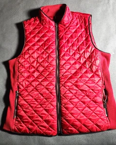 Rafaella Vest Womens Medium Red Full Zip Quilted Jacket Sleeveless Winter - Picture 1 of 18