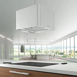 Airforce Villa F181 Inselhaube Dunsthaube Umluft 45 cm Eckig Küche Weiß Schwarz - Bild 1 von 5