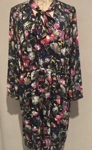 J Crew Tie Neck Floral Print Dress Sz 2X - Picture 1 of 6
