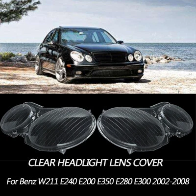 一对车头灯透明镜头盖适用于 Mercedes BENZ E 级 W211 E240 E350 E300 — 第 1/4 张图片