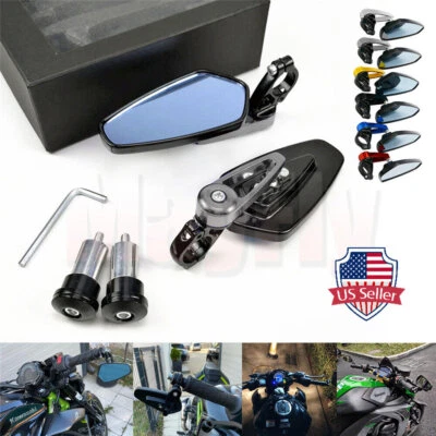 Espejos retrovisores laterales universales de aluminio para motocicleta de 7/8" 22mm Foto 1 de 4