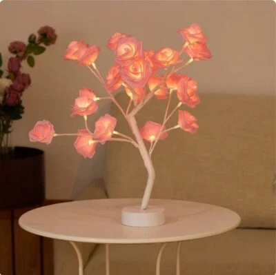 USB Battery Operated LED Table Lamp Rose Flower Bonsai Tree Night Lights Garland - Image 1 of 4
