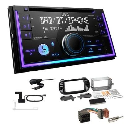 JVC 2-DIN MP3 Autoradio Bluetooth DAB+ für Fiat 500 ab 2007 piano black - Bild 1 von 4
