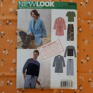 New Look Sewing Pattern 6233 Ladies Men's Pyjamas Top Pants Robe Size XS-XL NEW - Picture 1 of 2