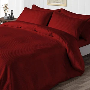 1000/1200 Thread Count 100% Cotton Duvet Collection Burgundy Stripe Select Item - Picture 1 of 11