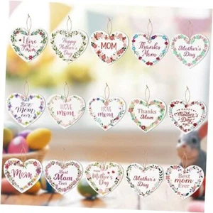 Mother's Day Wood Ornaments - 46Pcs Happy Mother's Day Shaped Hanging Heart - Picture 1 of 7