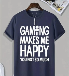 Funny Gaming T-shirt ‘Gaming Makes Me Happy’ Adult Small/ Teenager Size - Picture 1 of 4