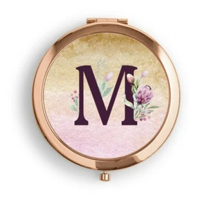 Specchio tascabile compatto oro rosa personalizzato blush rosa/oro iniziale damigella - Foto 1 di 3