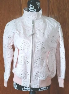 Coach Womens Lace Harrington Raglan Jacket Pink Floral sz Large MSRP 695 NEW - Picture 1 of 9