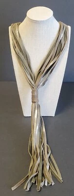 Бронзовая металлическая кожаная полоска ожерелье полоски кисточки с цепочкой бисер сбор - Изображение 1 из 4