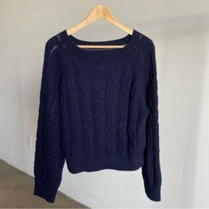 New Blue Velvet by Graham & Spencer Cotton Cable Knit Sweater Sz Small - Picture 1 of 8