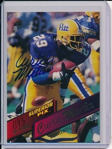 CURTIS MARTIN 1995 SUPERIOR PIX NFL CERTIFIED AUTO ROOKIE CARD #'D PITTSBURGH - Picture 1 of 2
