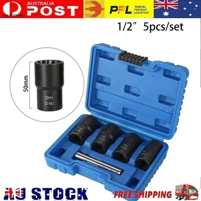5PCS Drive Twist Socket Set Lug Nut Removal Extractor Tool Bolt Lock Nut Remover - image 1 of 4