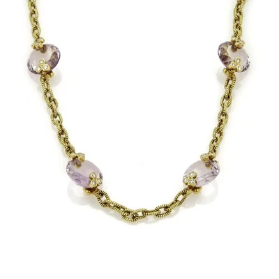 Collar Judith Ripka Diamante Oro 18k Motivo Piedras Preciosas Amatista Amarilla Foto 1 de 4