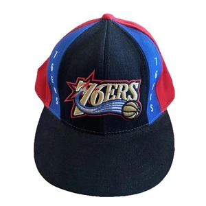 Vintage Reebok Philadelphia Sixers NBA 76ers Hat Cap Wool Men’s 7 3/8 Tri-Color - Picture 1 of 6