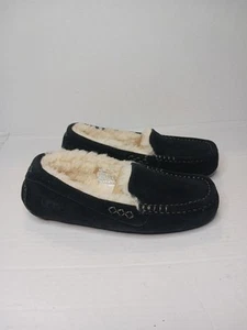 UGG ANSLEY Ciabatta 1106878 Nero Scamosciato Pantofole Ballerine Scarpe Donna Taglia 6 - Foto 1 di 8
