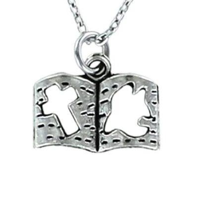BIBLE Necklace or Charm Only Pewter 3D Cross Dove Faith Religion God Chain Gift - Image 1 of 4