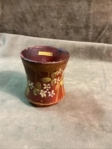 Seltene antike Rotware Kunstkeramik handbemalte Blumenvase/Zahnstocherhalter - Bild 1 von 10