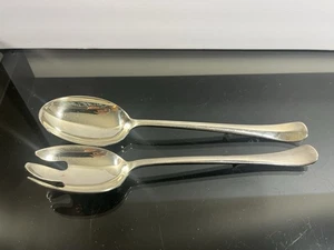 Vintage Gerity Silver Plate 1740 Reproduction Georgian Serving Spoon & Fork Set - Picture 1 of 7