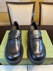 New Gucci Horsebit Logo Black Loafers Shoes Size UK 11.5 / US 12 - Picture 1 of 15