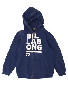 BILLABONG Boys Graphic Zip Hoodie Sweater 13-14 Years Navy Blue Cotton NE17 - Picture 1 of 4