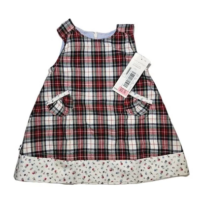 2001 Tommy Hilfiger Vestido Infantil Niña 3-6 Mo Sin Mangas Floral A Cuadros Nuevo Con Etiquetas De Colección Foto 1 de 4