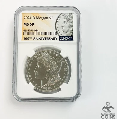 2021-Denver Strike USA Morgan Dollar 100th Anniversary Silver Coin NGC MS69 - Image 1 of 4