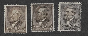 MMK Philately: US Scott #205 (3) Used Different Color Shades 5c Garfield SCV $45 - Picture 1 of 8