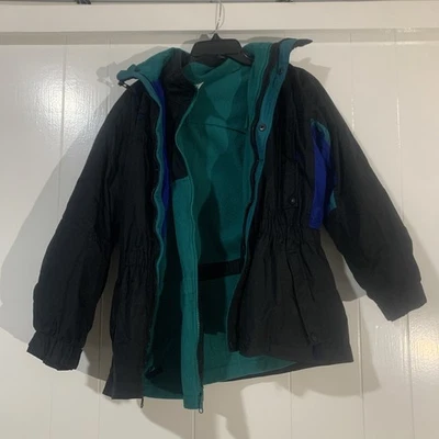 READ VTG Columbia Longs Peak Button Hoodie Ski Jacket Youth 14 16 & inner fleece - Image 1 of 4