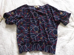 MICHAEL KORS Womens Blouse Top UK S / UK 8 Navy Blue - New - MK print - Picture 1 of 7