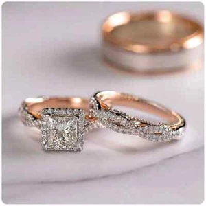 14k Anillos Sortijas Argollas De Compromiso Matrimonio Oro Anel Para Mujer - Picture 1 of 26