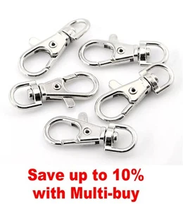 5 x Large Strong Silver Plated Lobster Swivel Clasps 37mm x 16mm - UK Seller - Picture 1 of 1
