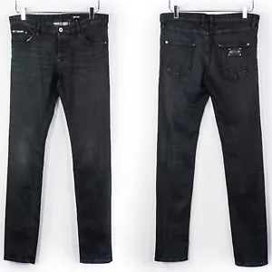Just Cavalli Men's Jeans Black Grey Slim Skinny Button Front Logo Distressed 29 - Picture 1 of 7