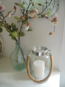 French style hammered glass storm cover & pillar candle - Picture 1 of 11