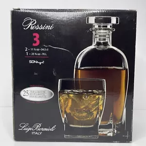 Rossini italienischer Kristallglas Schnapsdekanter mit 2 Gläsern Einzelhandel: 120 $ - Bild 1 von 5
