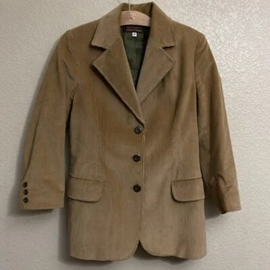 Vintage Eddie Bauer Corduroy Blazer Jacket Lined Women’s Size 12 Tan - Picture 1 of 13