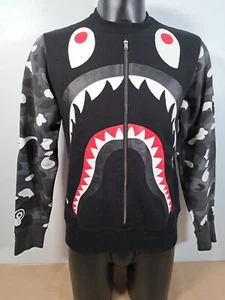 BATHING APE Big Shark Brillo Camuflaje Metal Cremallera Negro Ancho Crew Sudadera BAPE Talla Pequeña - Imagen 1 de 24