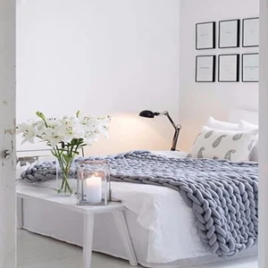 Chunky Knitted Thick Soft Blankets Hand Yarn Bulky Knit Blanket Sofa & Bed Throw - Picture 1 of 7