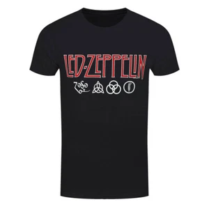 Led Zeppelin T-Shirt Logos & Symbols Rock Band New Black Official - Picture 1 of 4