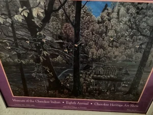 MURV JACOB SIGNED DISPLAY POSTER 24" X 18" CHEROKEE VILLAGE IN AUTUMN - Picture 1 of 7