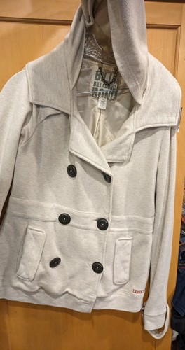 OFF WHITE billaBONG giacca donna bianco sporco maglia con cappuccio tasche grandi P+cappotto doppiopetto