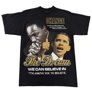 Barack Obama Shirt Large Black Gold Martin Luther King "The Dream" USA President - Picture 1 of 7