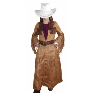 COWGIRL KOSTÜM DAMEN Cowboy Braut Western Sheriff Mantel Karneval Party Gr.36 S - Bild 1 von 2