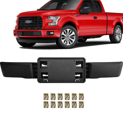 Parachoques delantero moldura y placa de licencia apta para Ford F-150 F150 2015 2016 2017 nuevo negro Foto 1 de 4