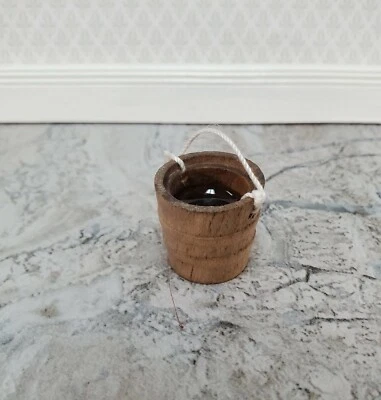ISLAND CRAFTS Dollhouse "Filled" Water Bucket Aged Wood 1:12 Scale Miniature Accessories
